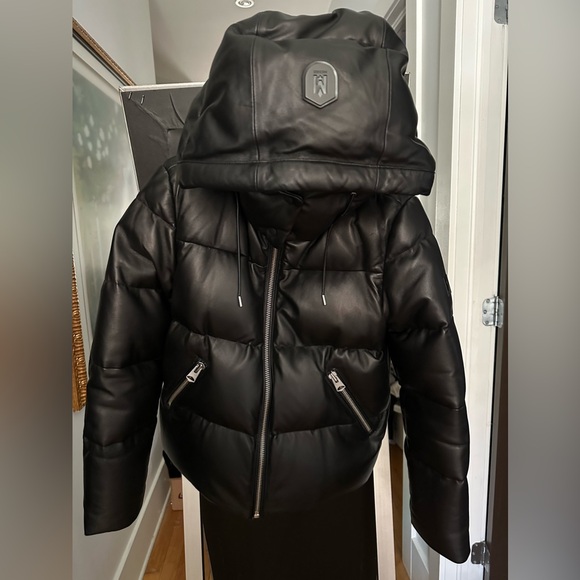 Mackage black Leather winter bomber jacket. Size small - Picture 2 of 7